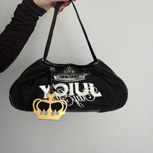 Juicy Couture Vintage Y2K Black Terry Cloth   Mini Shoulder Bag